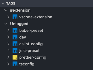 VS Code view - Tags